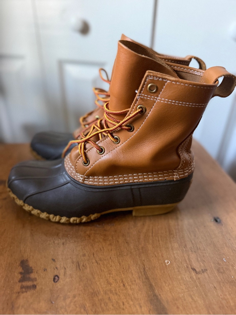 L.L. Bean Brown Leather and Dark Brown Rubber Duck Boots - Picture 2 of 8